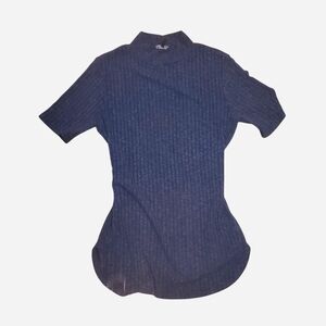 Olivia Sky Dark Blue Turtleneck Top 🦋